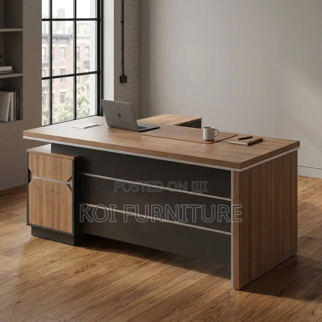 Modern Executive Desk | 160CM Brown L Extended Office Table