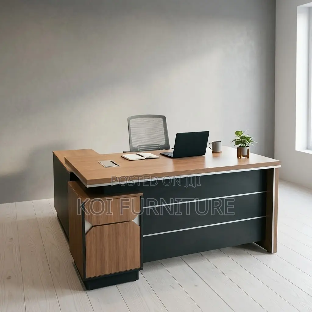 Modern Executive Desk | 160CM Brown L Extended Office Table