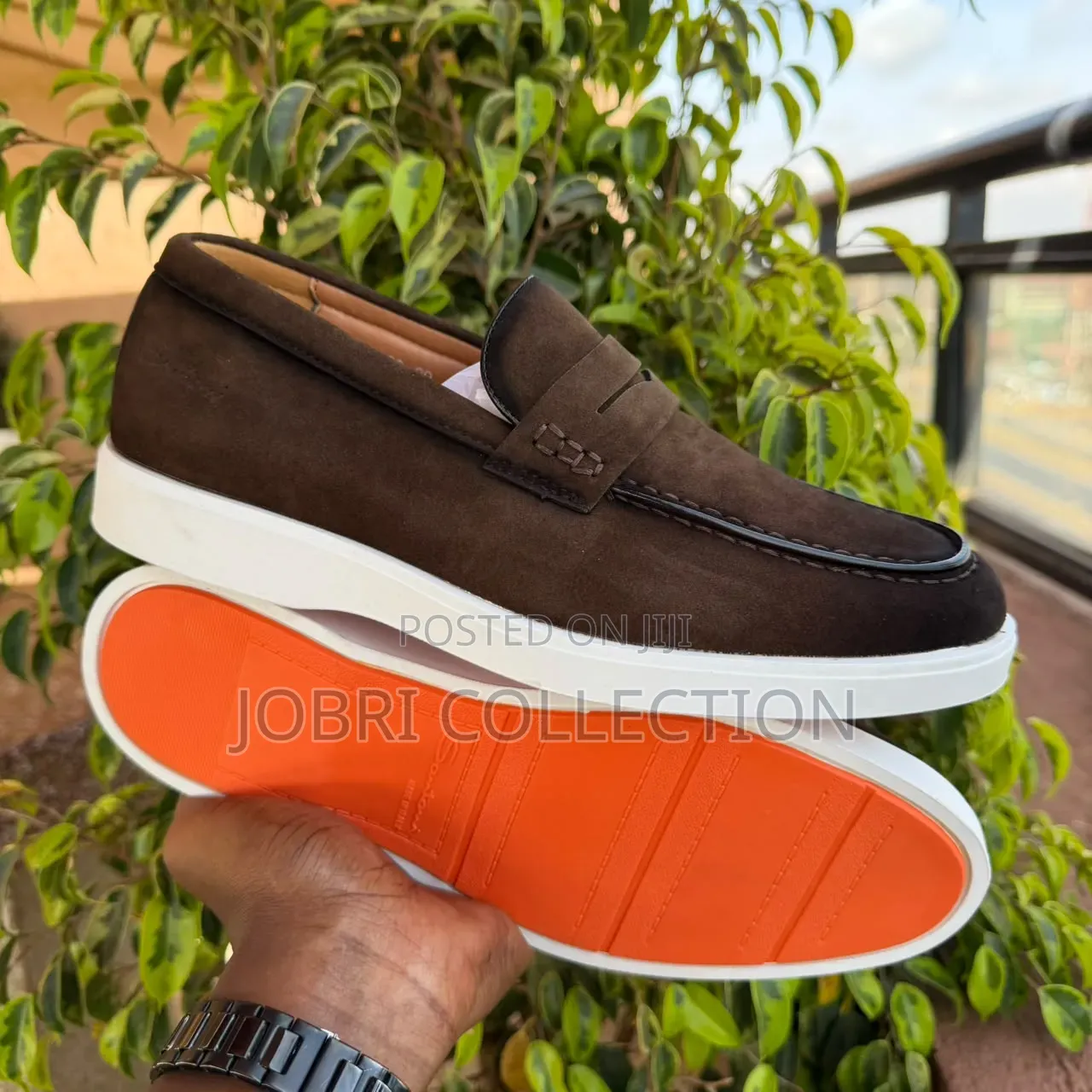 Santoni Suede Slip on Loafers