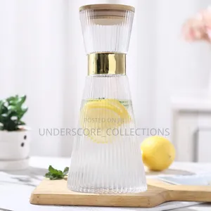 Ribbed Glass Carafe With Bamboo Lid