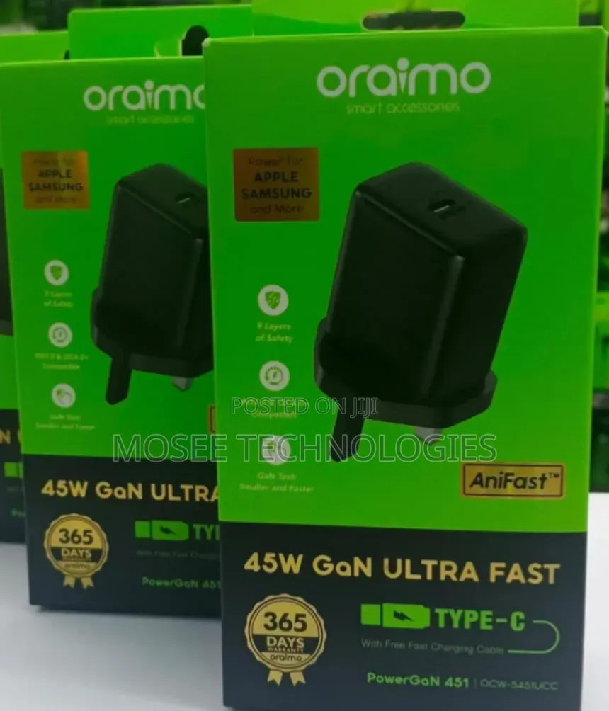 Oraimo PowerGaN 451 – Compact 45W Super Charger