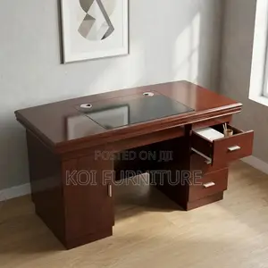 Office Desk : 1.4M Executive Mahogany-Finish Office Desk