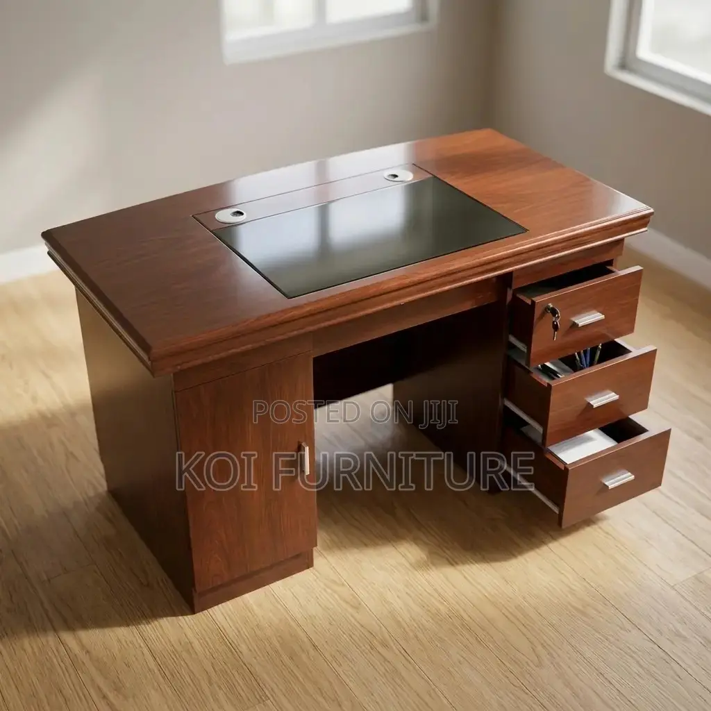 Office Desk : 1.4M Executive Mahogany-Finish Office Desk