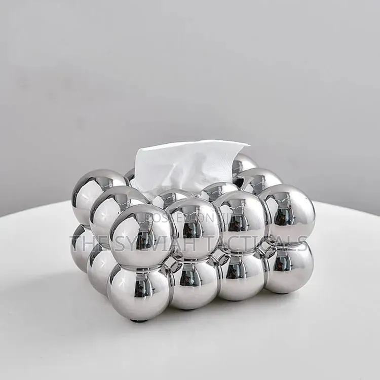 *Bubble Silver Serviette Box Holder Aesthetic Cotton Candy Design