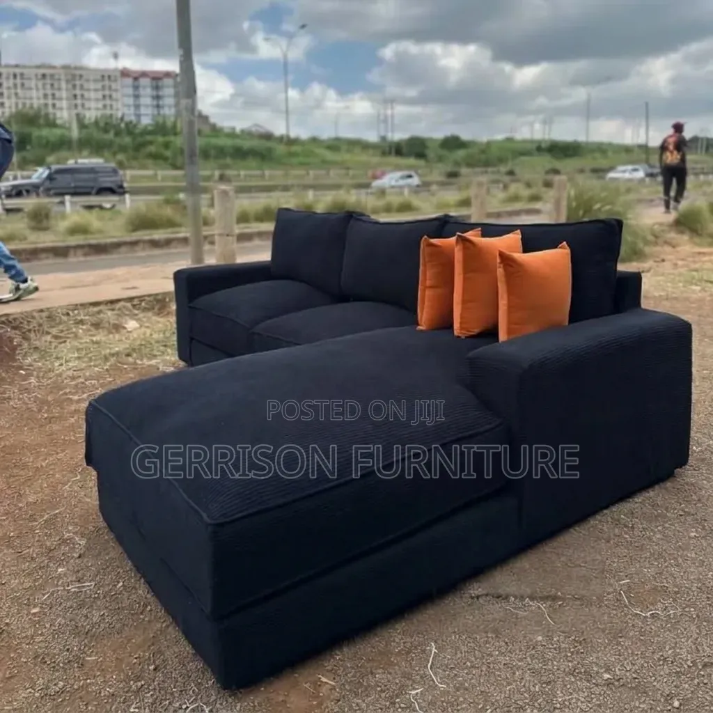 Cozy Premium Black Corduroy Sectional Couch - Custom Sizes Available