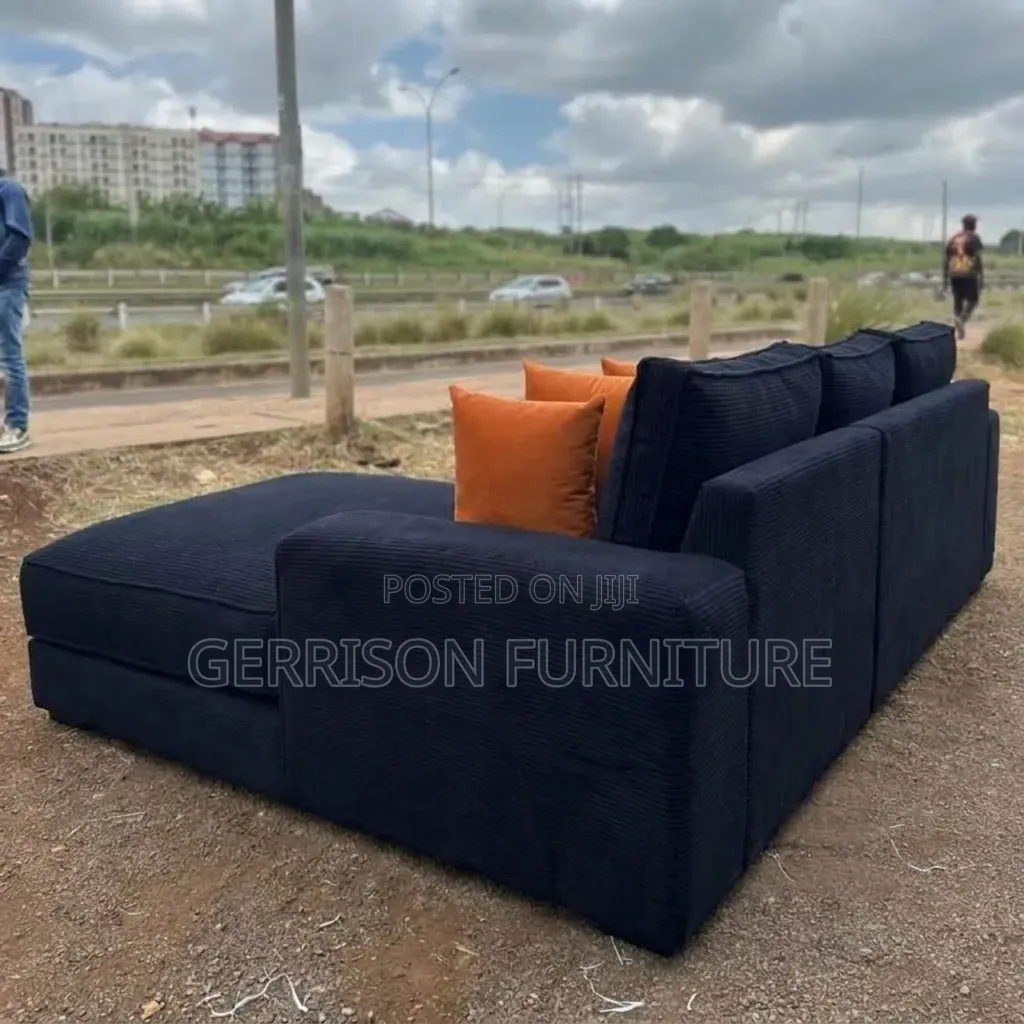 Cozy Premium Black Corduroy Sectional Couch - Custom Sizes Available