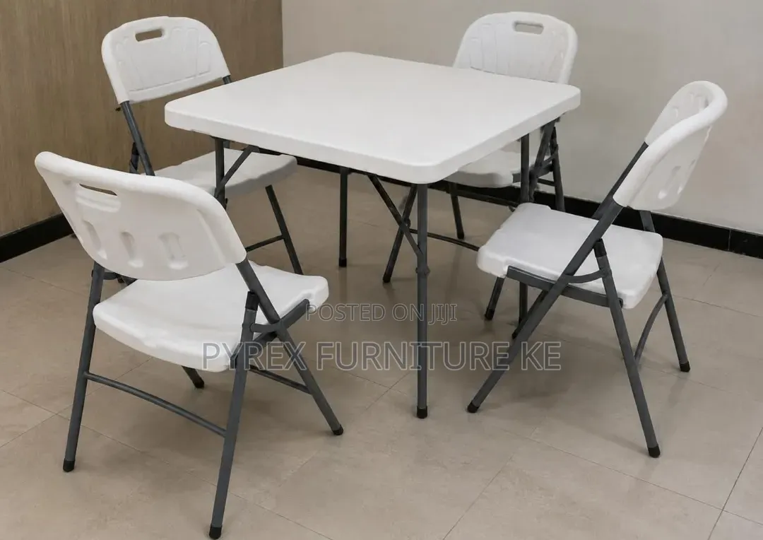 Square Portable Dining Table With 4 Folding Chairs