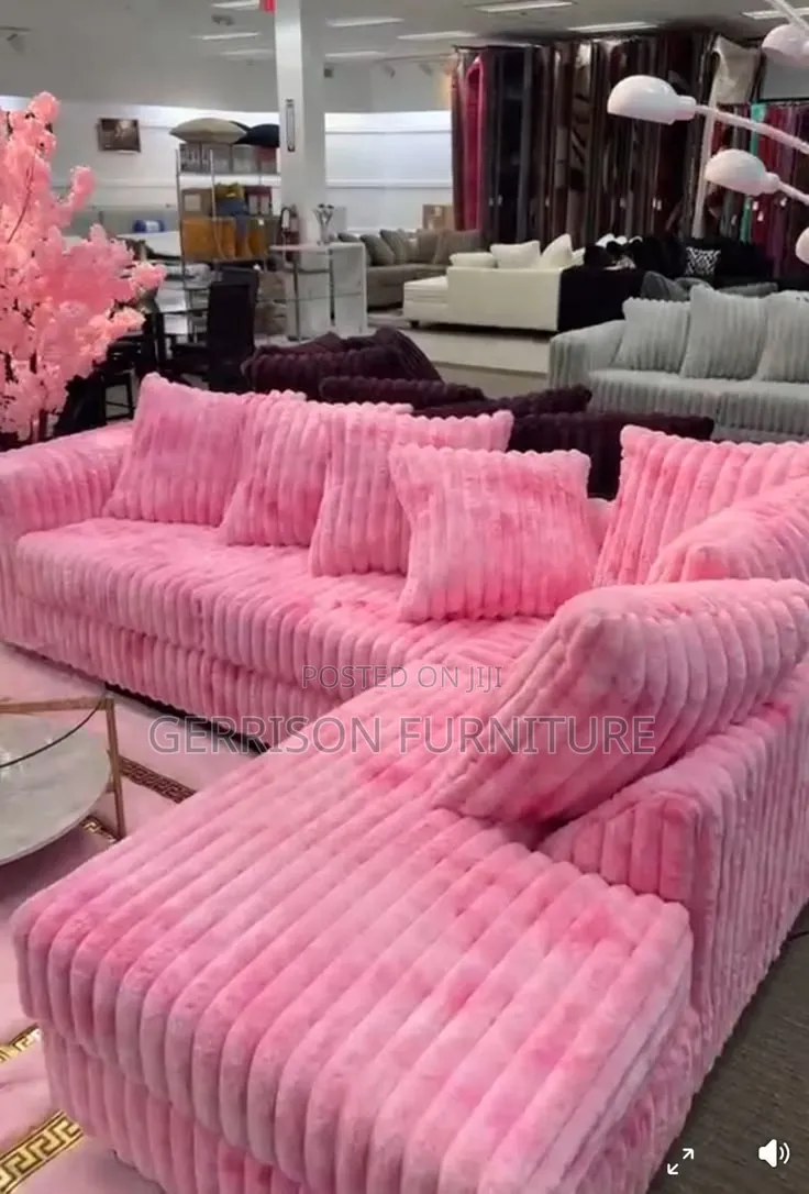 Premium 4-Seater Bubblegum Pink Ultra-Plush L-Shaped Sectional Sofa