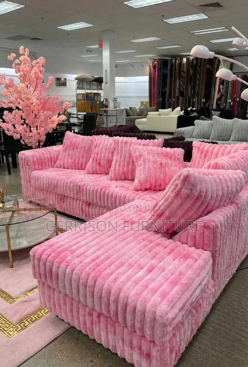 Premium 4-Seater Bubblegum Pink Ultra-Plush L-Shaped Sectional Sofa