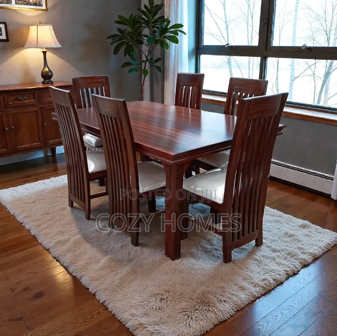 Dining Set a Smooth Finish Walnut Brown Wooden Dining Set