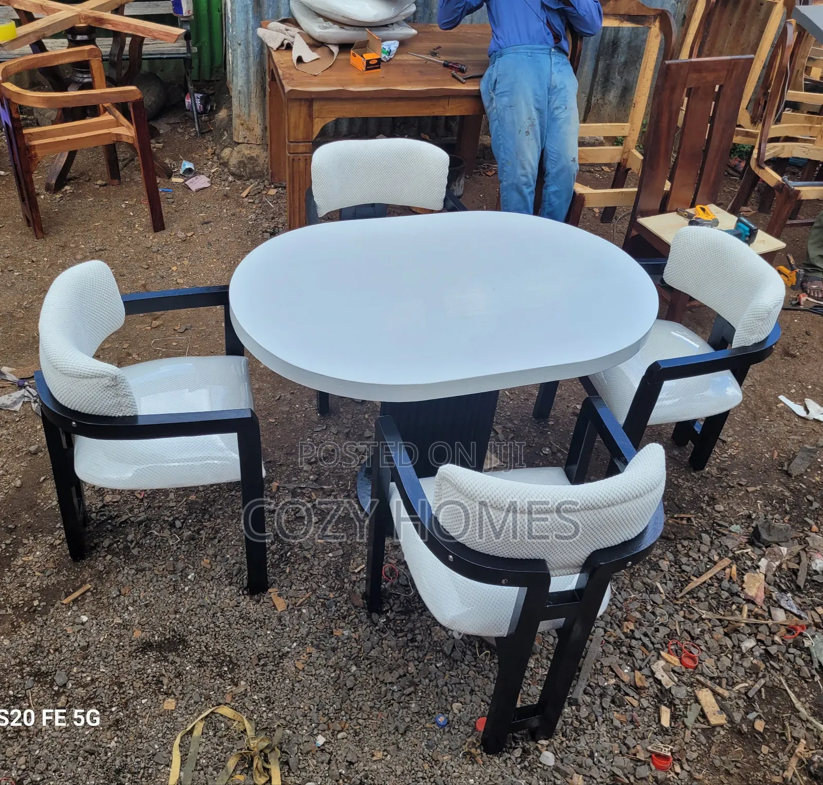 Dining Table Set a "Scandi" Inspired, Black 4 Seater Dining Set.