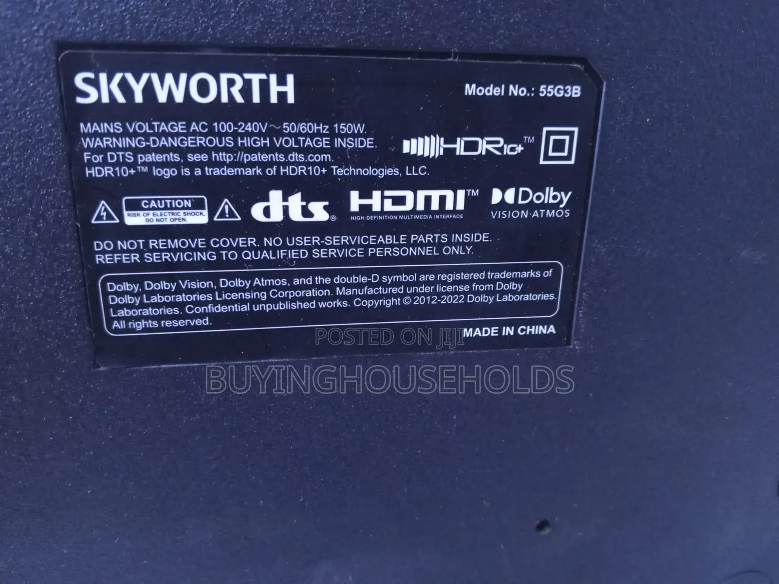 Skyworth 55" QLED Google TV Model:55G3B