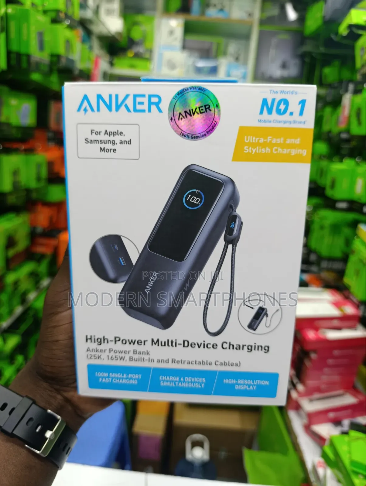 Anker Zolo Power Bank (25,000mAh, 165W, Built-in Retractable Cables,]