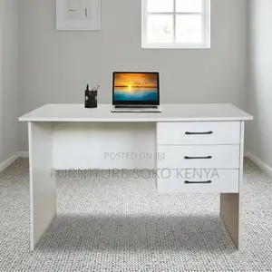 Desk + Chair : White 1-Meter Study Desk Combo