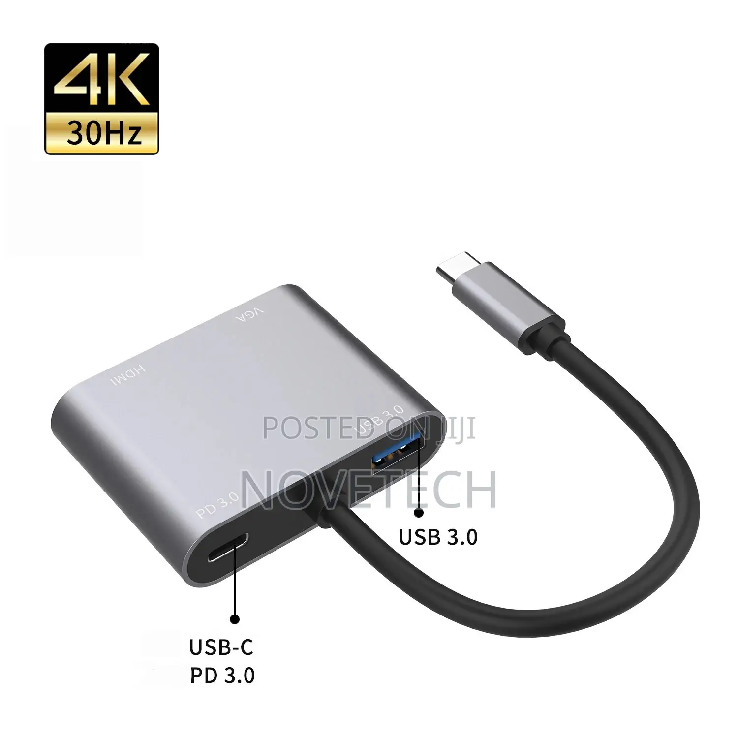 4 in 1 Type-C Hub USB C to HDMI VGA MULTIPORT Adapter