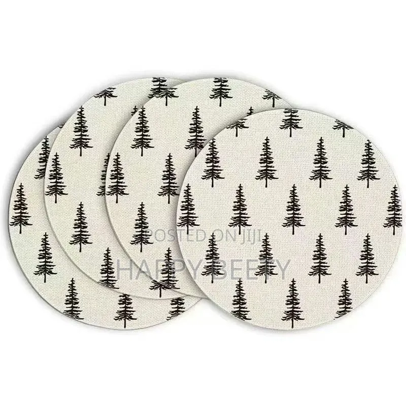 6-Piece White Christmas Tree Round Placemats