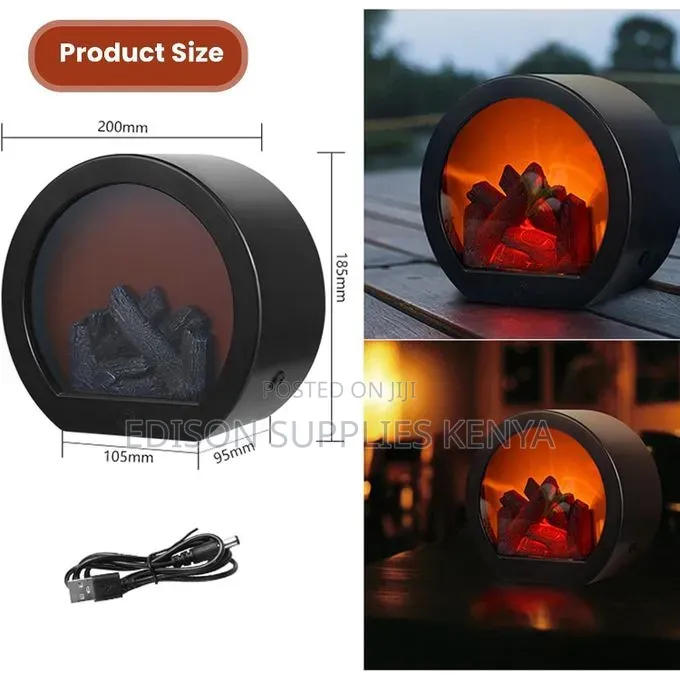 Realistic LED Flame Fireplace Light Decorative Tabletop Lamp