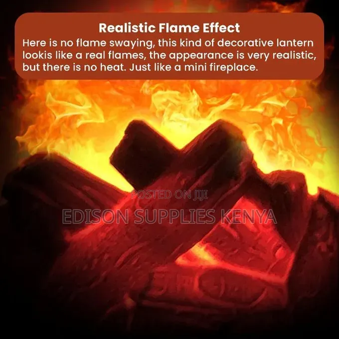 Realistic LED Flame Fireplace Light Decorative Tabletop Lamp