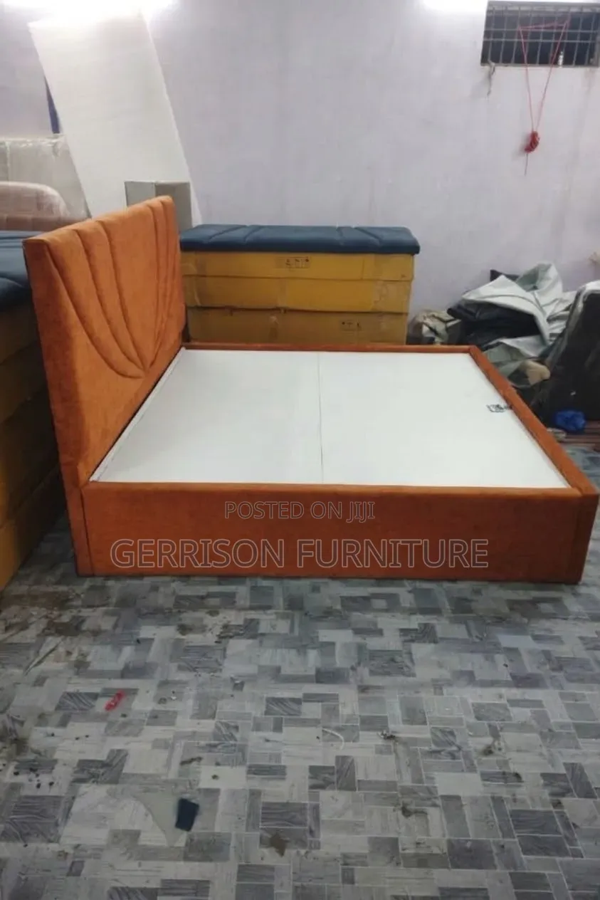 5x6 Burnt Orange Sunburst Velvet Bed Frame