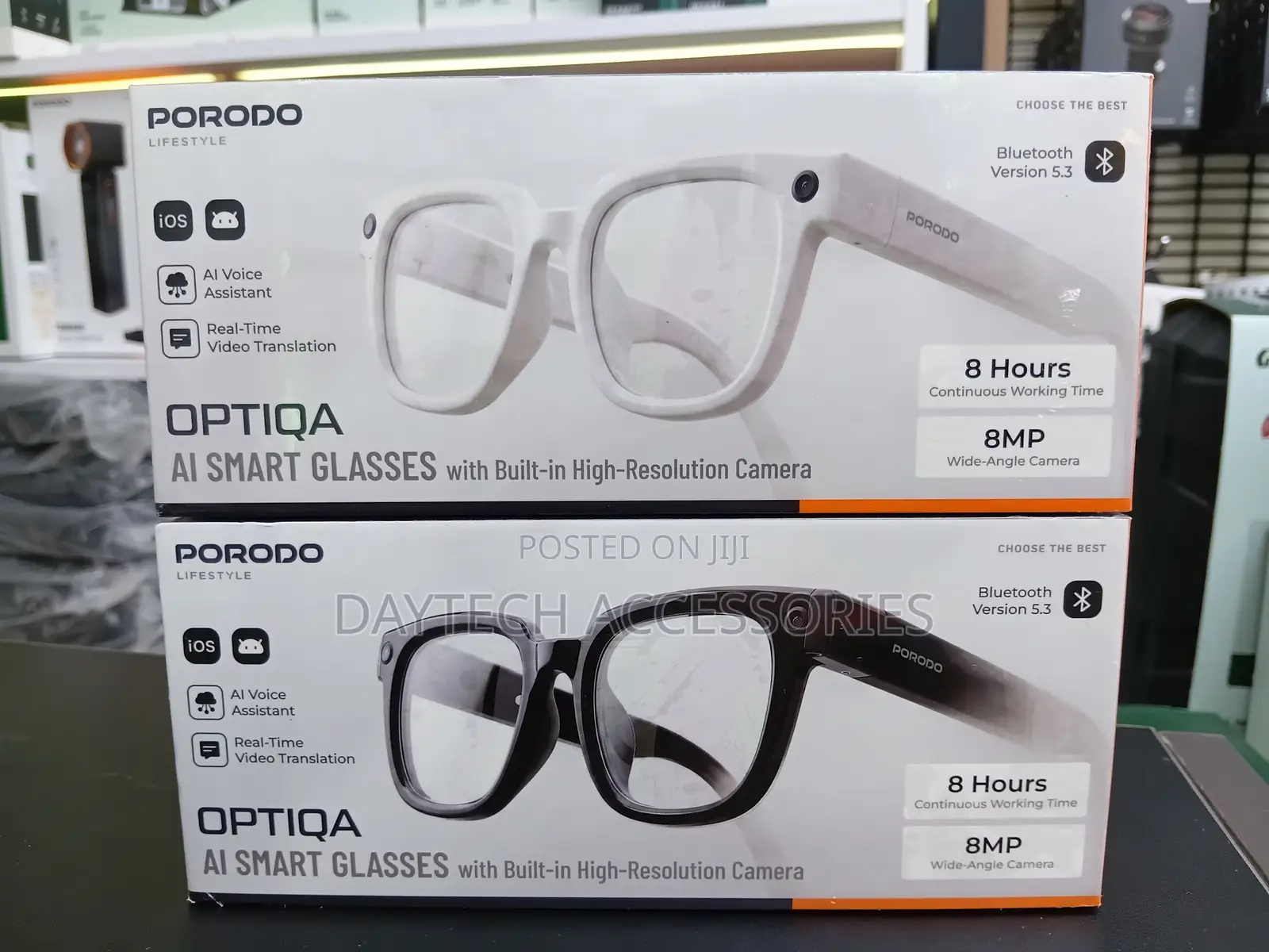 Porodo Lifestyle Optiqa AI Smart Glasses With Built-in Camera - Black