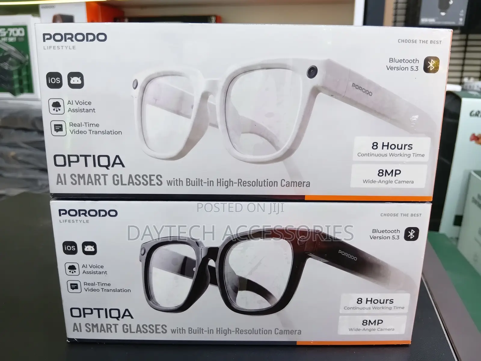 Porodo Lifestyle Optiqa AI Smart Glasses With Built-in Camera - Black