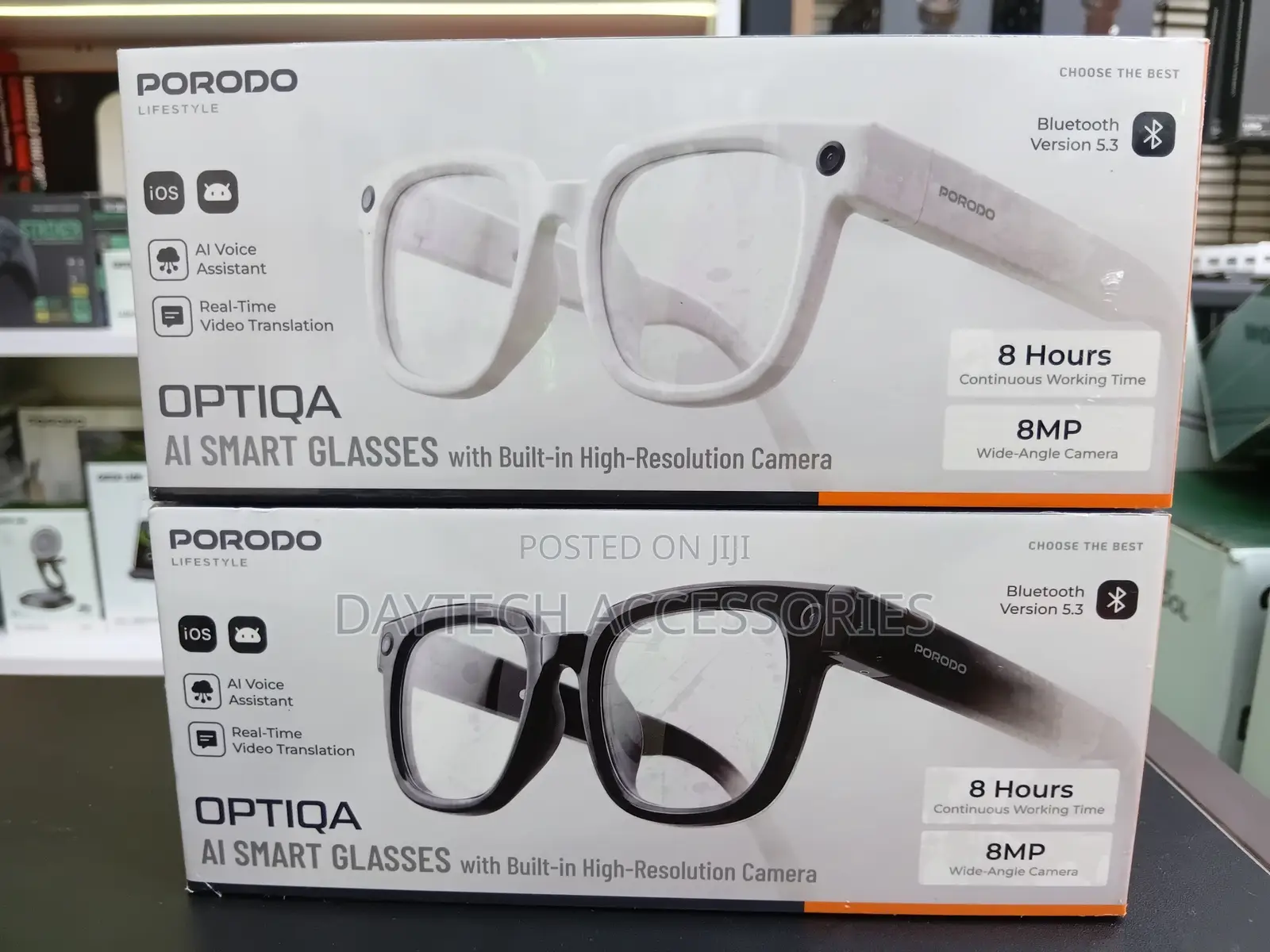Porodo Lifestyle Optiqa AI Smart Glasses With Built-in Camera - Black