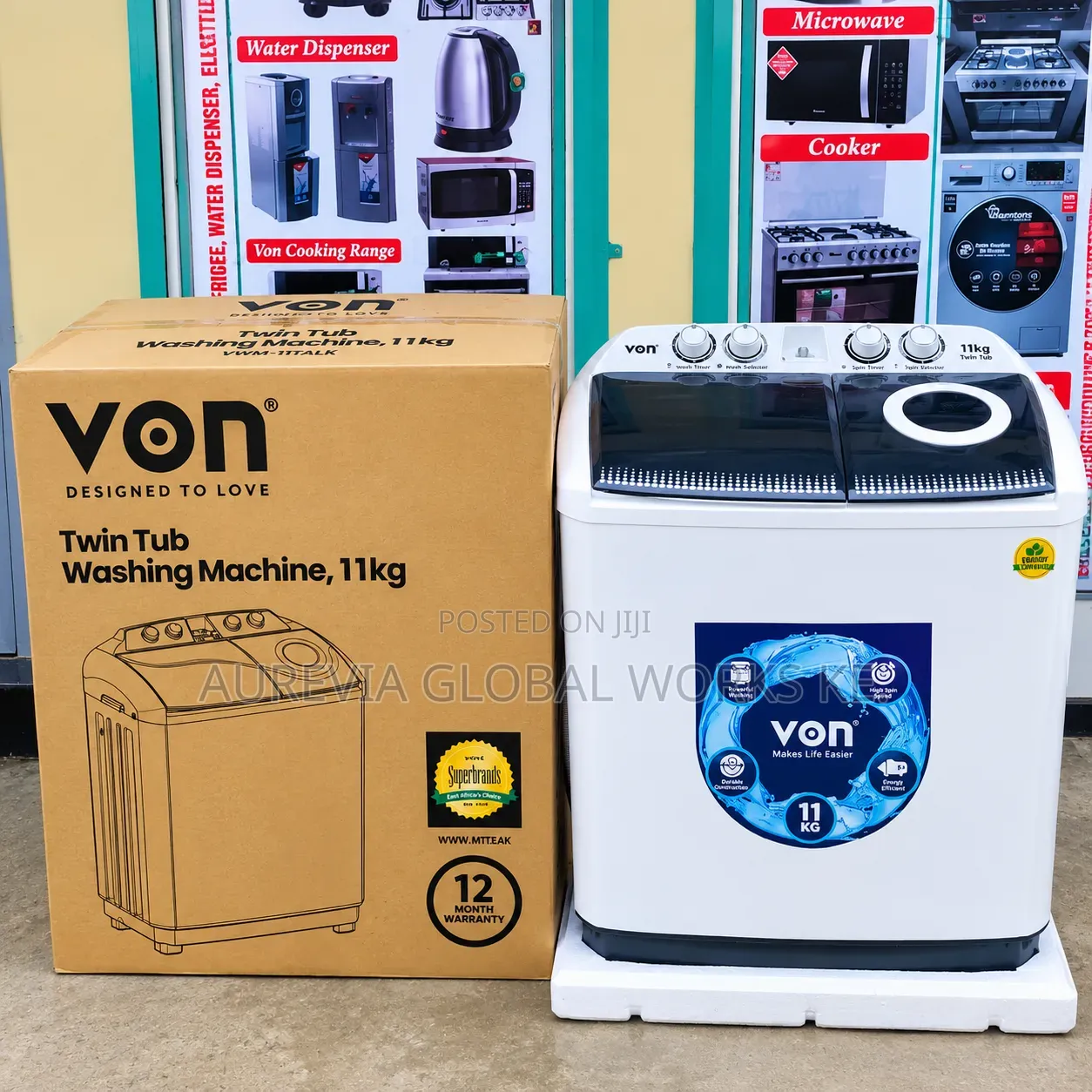 Von 11KG Twin Tub Washing Machine