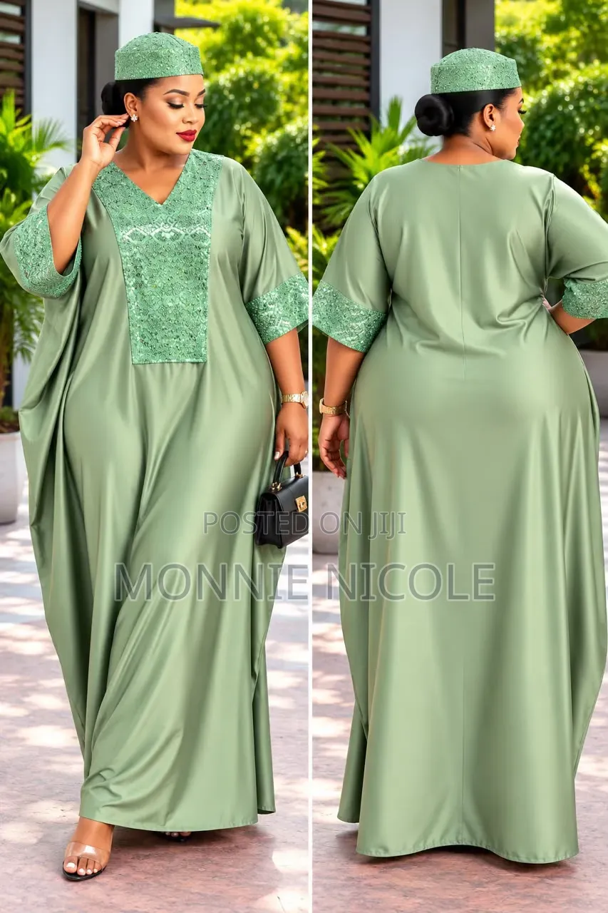Elegant Black Maxi Dress With Headgear. Decent Burial Dress