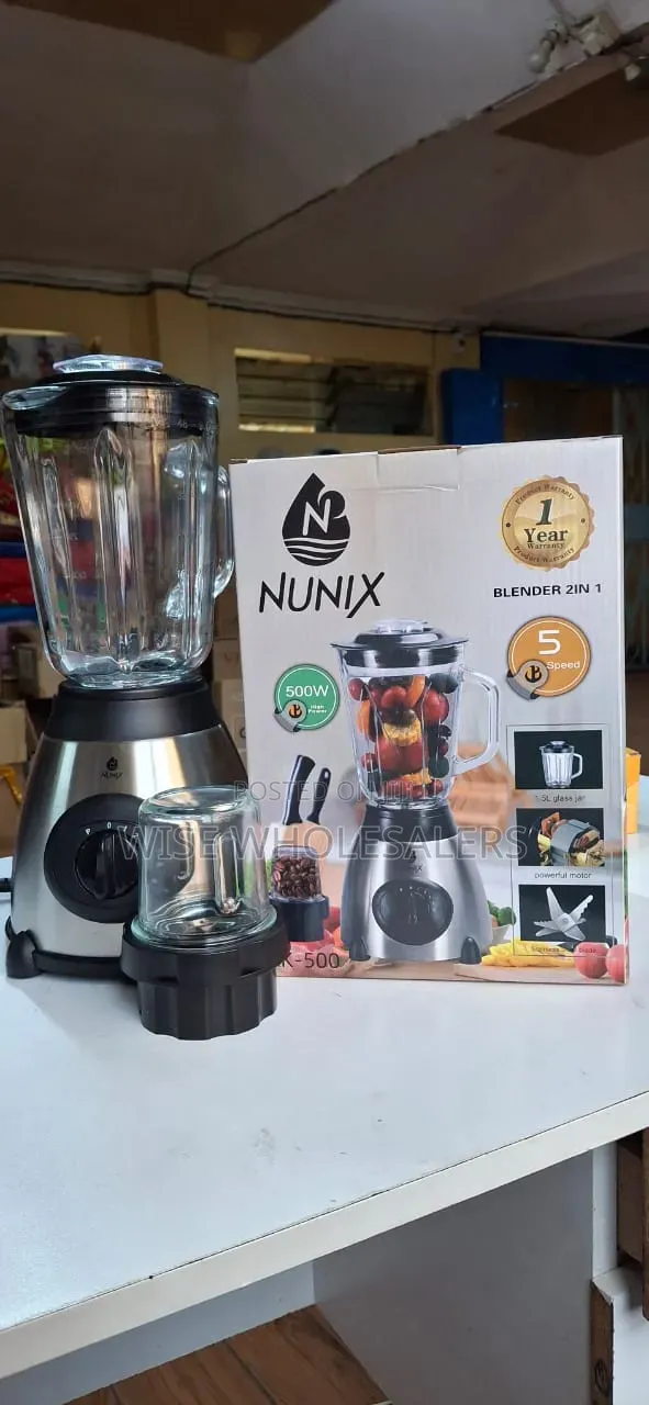 Nunix AK-500 2-in-1 Electric Blender – Multipurpose Kitchen Blender