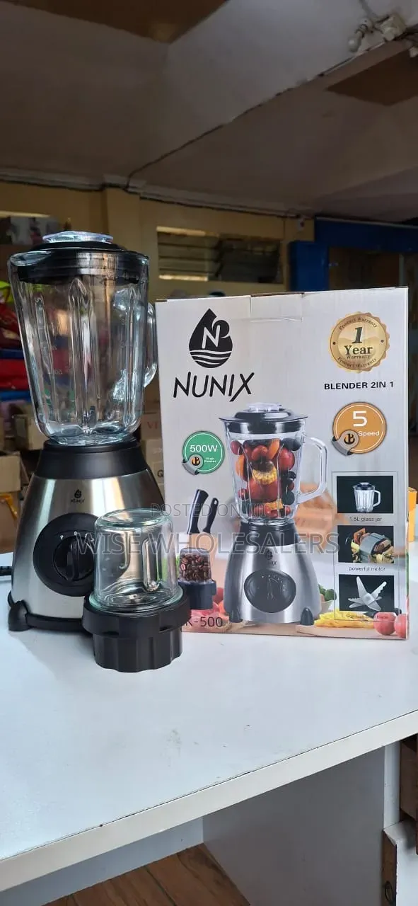 Nunix AK-500 2-in-1 Electric Blender – Multipurpose Kitchen Blender
