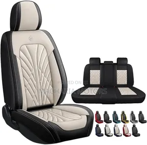 Biege Black 5 Seater Car Seat Covers