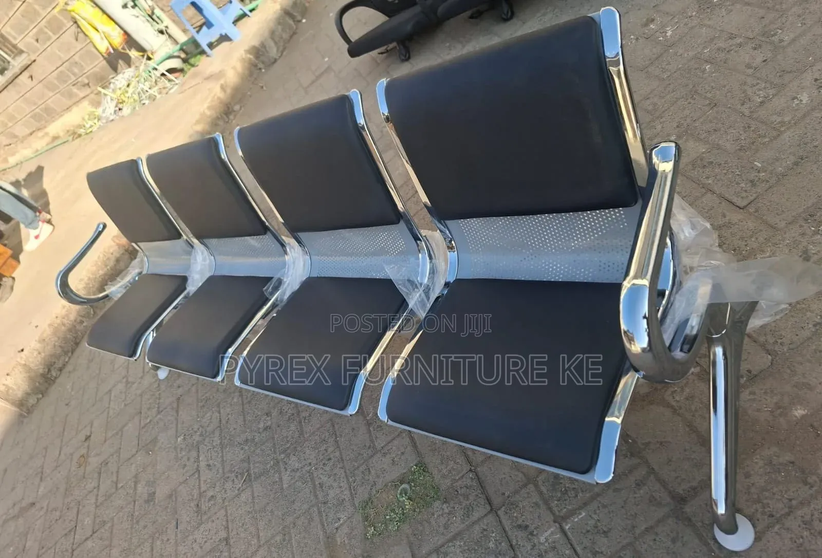 3-Seater Waiting Bench - Black