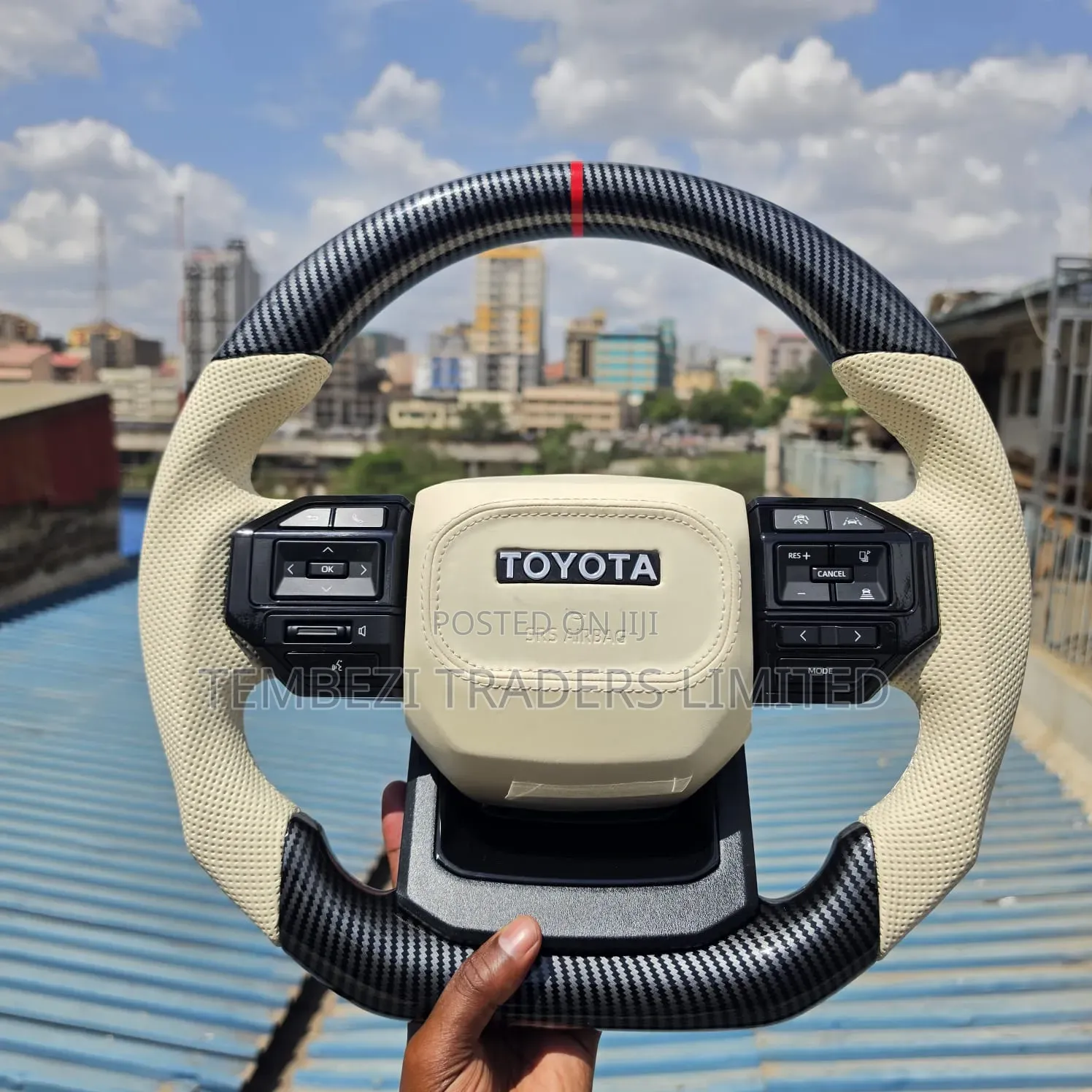 Premium Toyota GR Sport Steering Wheel With Airbag Assembly Beige