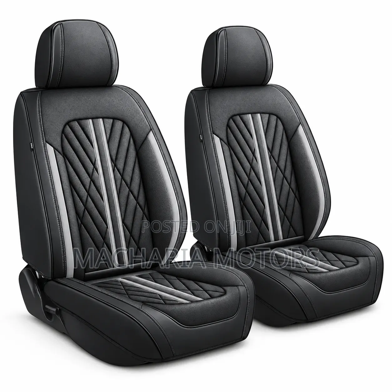Universal Black Grey Leather Synthetic Seat Covers