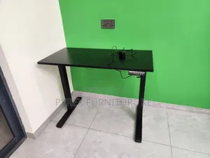 Black Height Adjustable Computer Table With Dual Legs