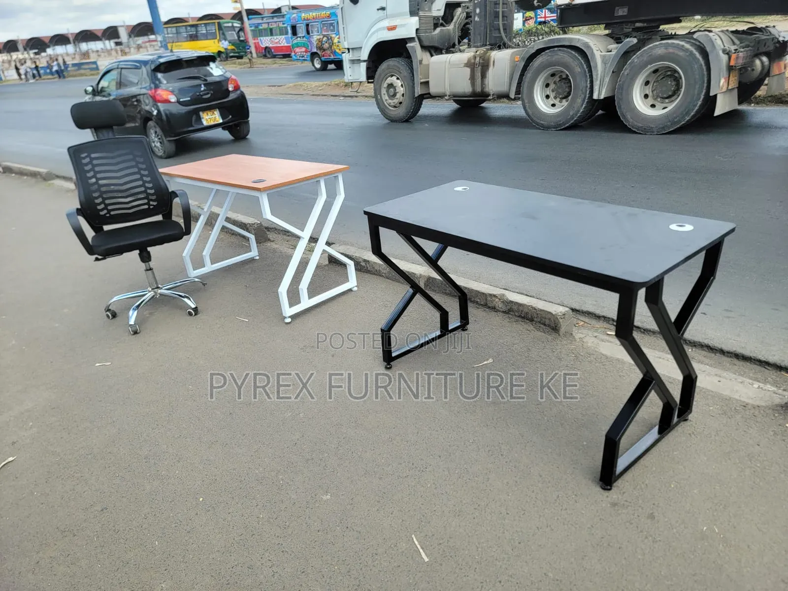 Computer Table With X-Frame Metal Legs