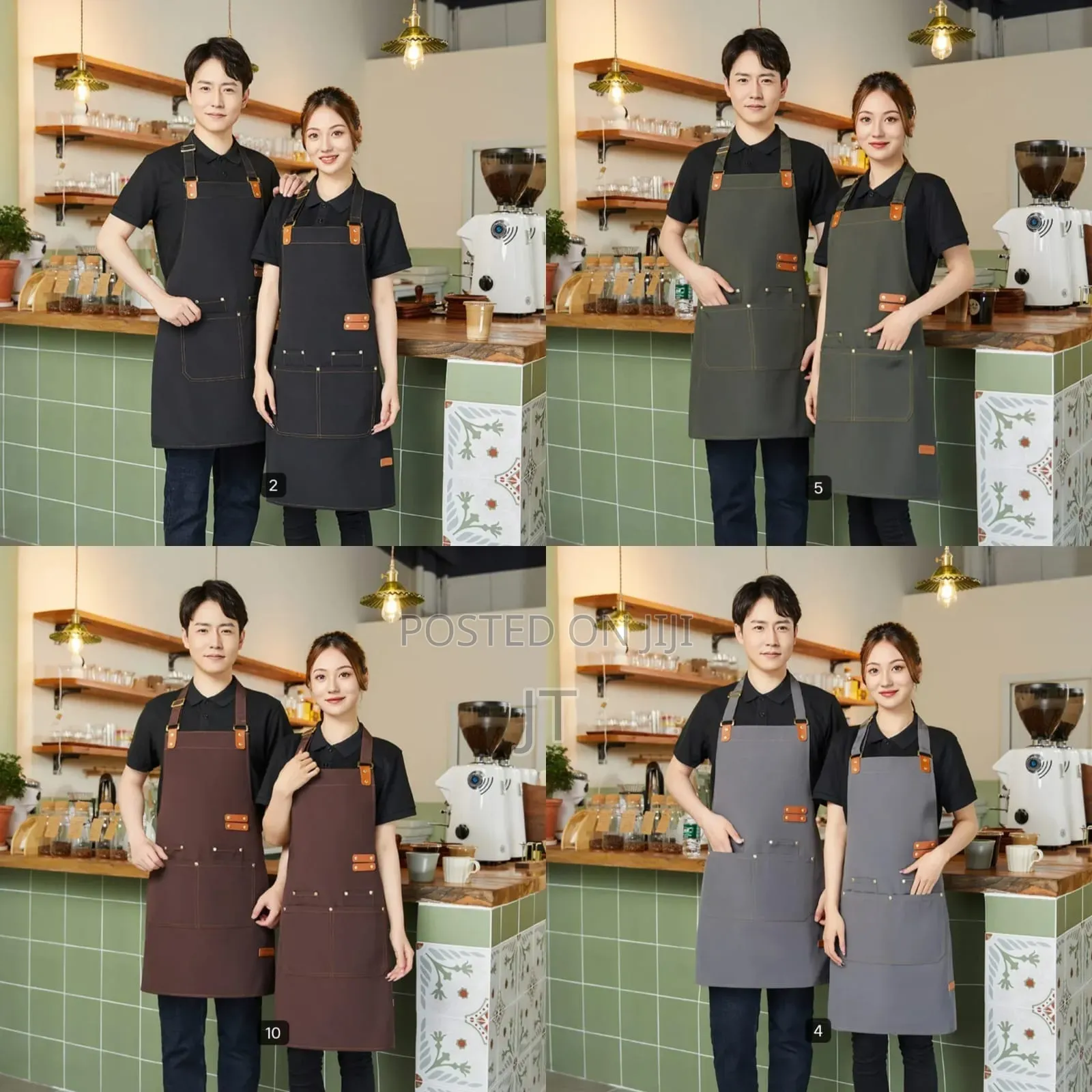 Premium Upscale Apron With Pockets and Adjustable Leather Straps