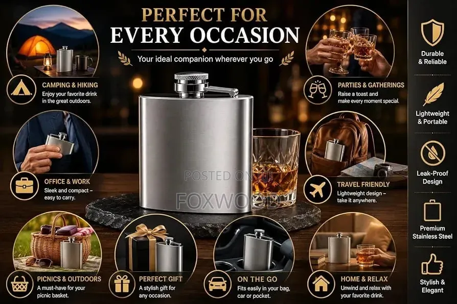 Stainless Steel Silver Hip Flask,