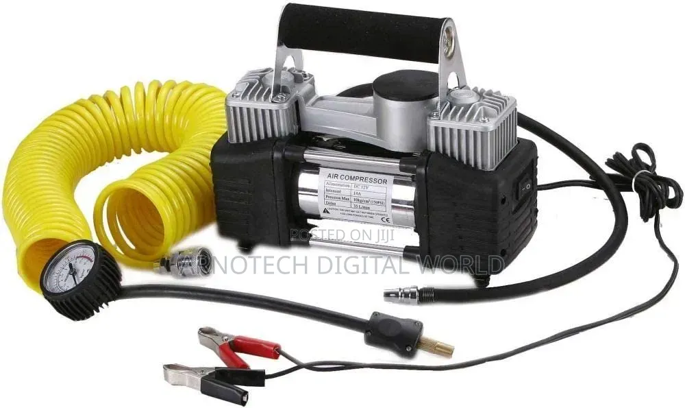 Heavy Duty Double Cylinder Air Compressor (DC 12V, 150 PSI, 965 kPa)