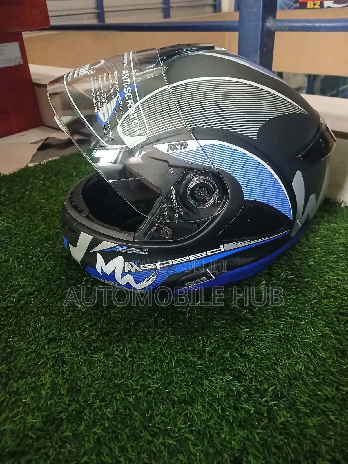 Aaron Modular Flip-Up Motorcycle Helmet – Blue/Black Sports Design