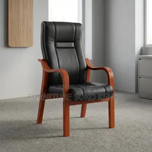 Executive Modern Chairs | Leather Office Seat With Mahogany Seat