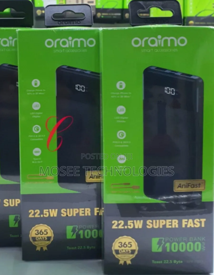 Oraimo 10,000mAh 22.5W Super Fast Charging Power Bank