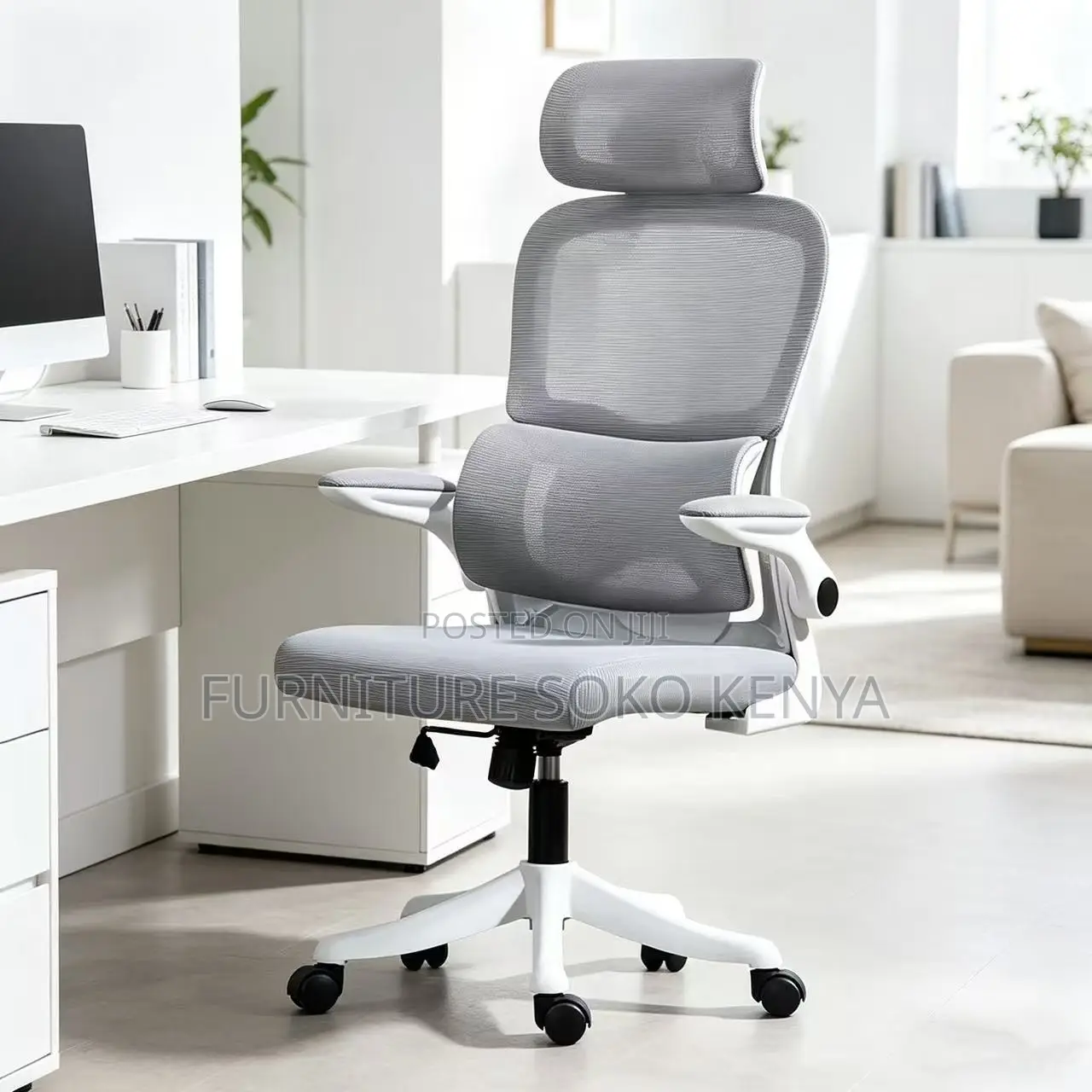 Orthopedic Modern White Seat | Fabric Executive Chair