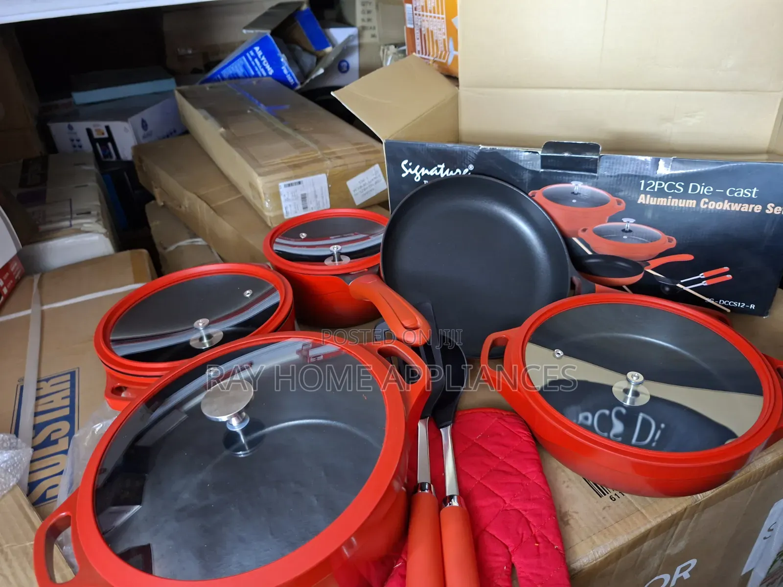 12pieces Red Die-Cast Cookware Set