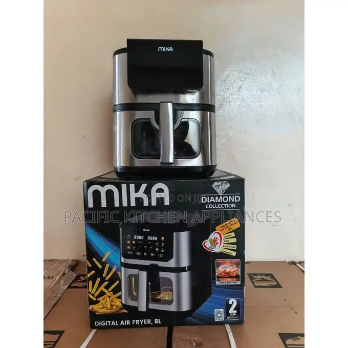 Mika 8L Digital Air Fryer – Black & Stainless Steel, 1700W