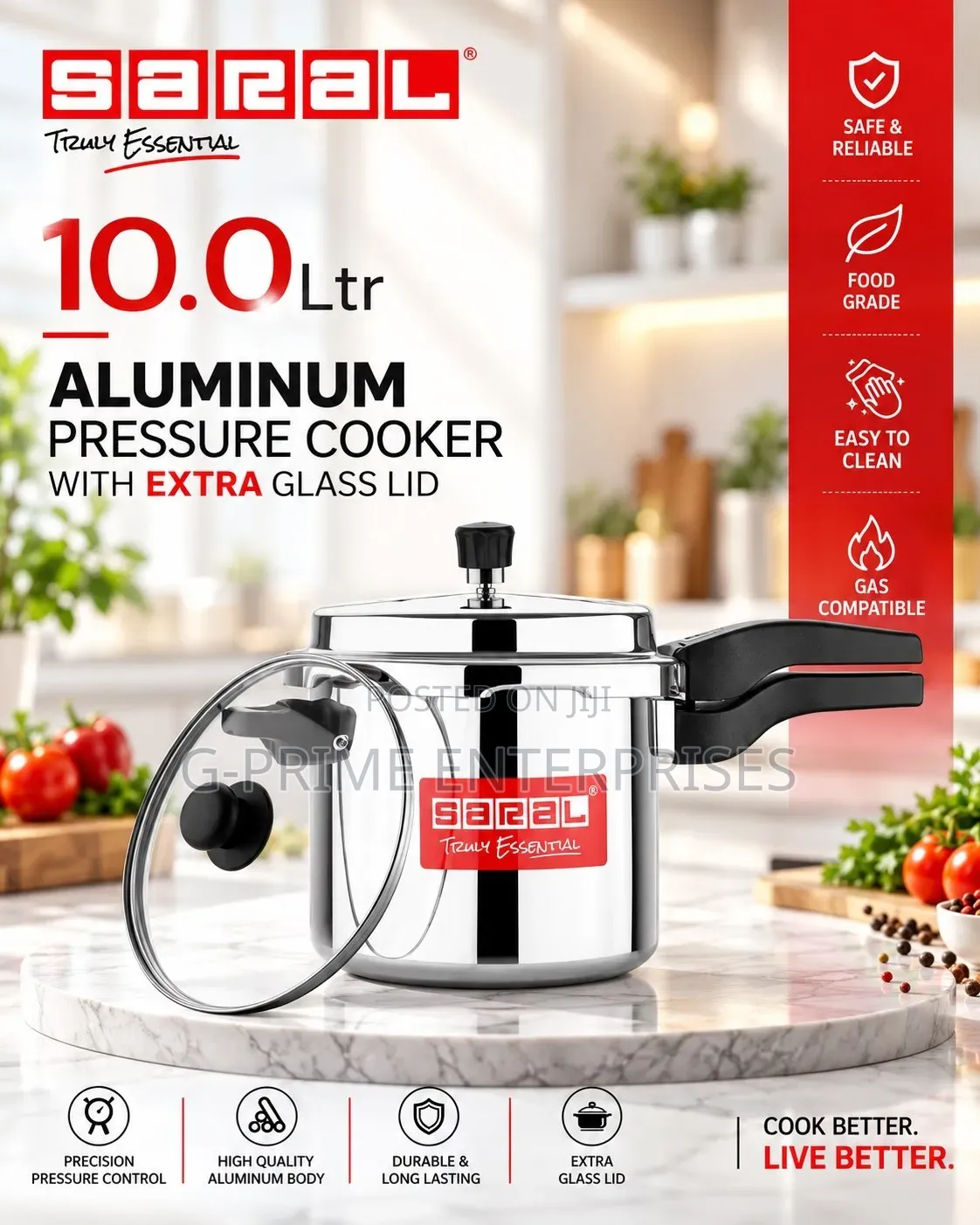10 Litre Aluminum Pressure Cooker