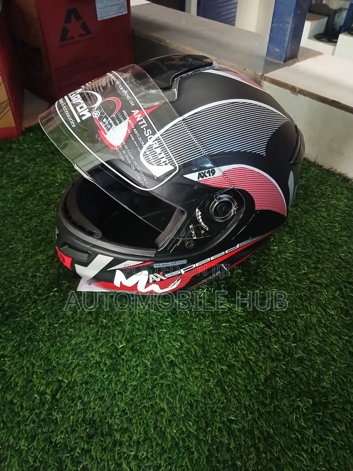 Aaron Sports Flip-Up Motorbike Helmet – Blue & Black Graphic