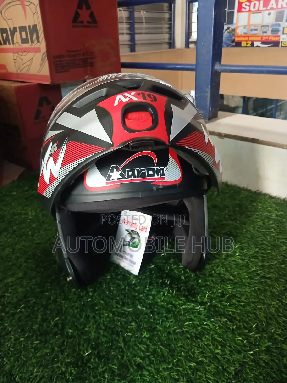 Aaron Sports Flip-Up Motorbike Helmet – Blue & Black Graphic