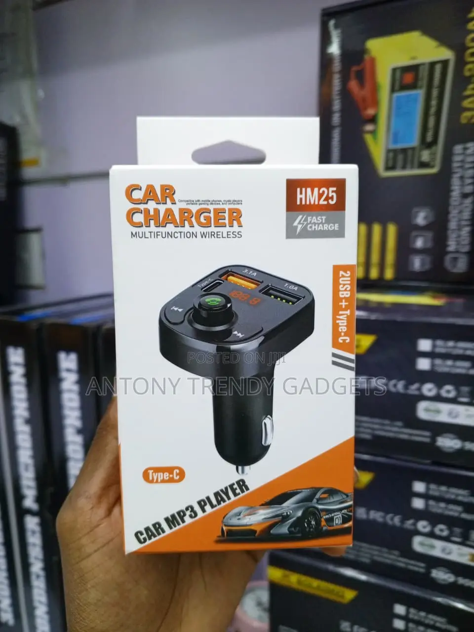 3 USB Port Car Charger With Hands-Free Calling & TF Card Support