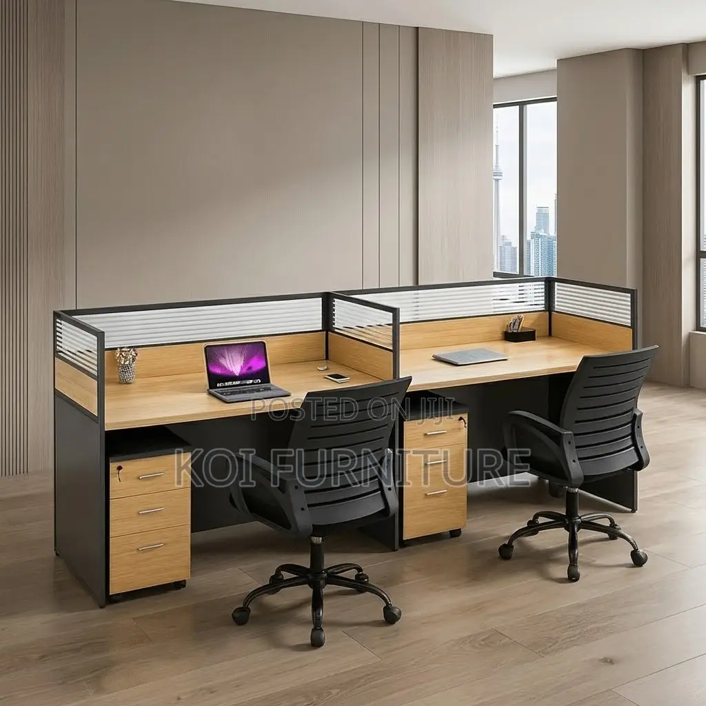 Brown 2_User Workstation | Straight Modern Table Station